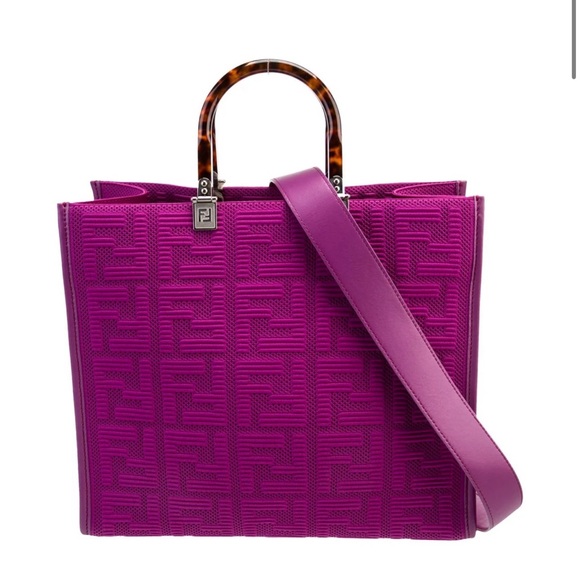 Fendi Handbags - Fendi Magenta Zucca FF sunshine Tortoiseshell Handles